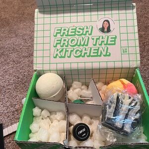 Lush March 2024 Nevermind the Ballistics Exclusive Kitchen Box with 2 Bath Bombs